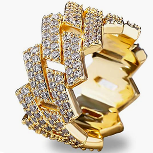 Iced Out 14mm 14kt Gold Plated Cuban Ring