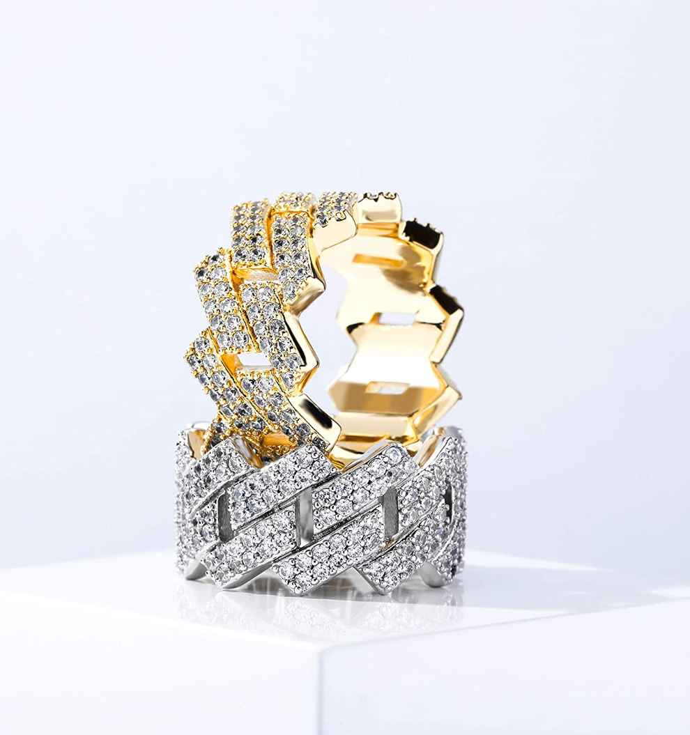 Iced Out 14mm 14kt Gold Plated Cuban Ring