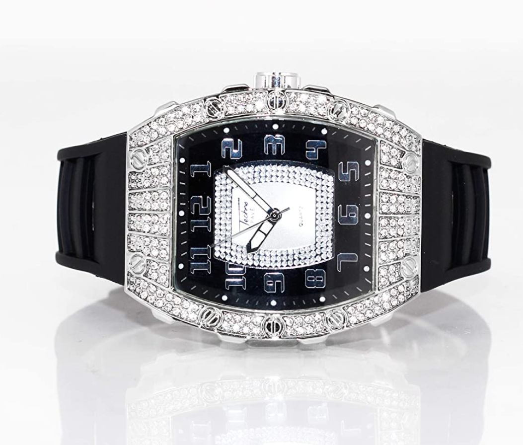 Iced Out Face Big Man Watch with Rubber Strap