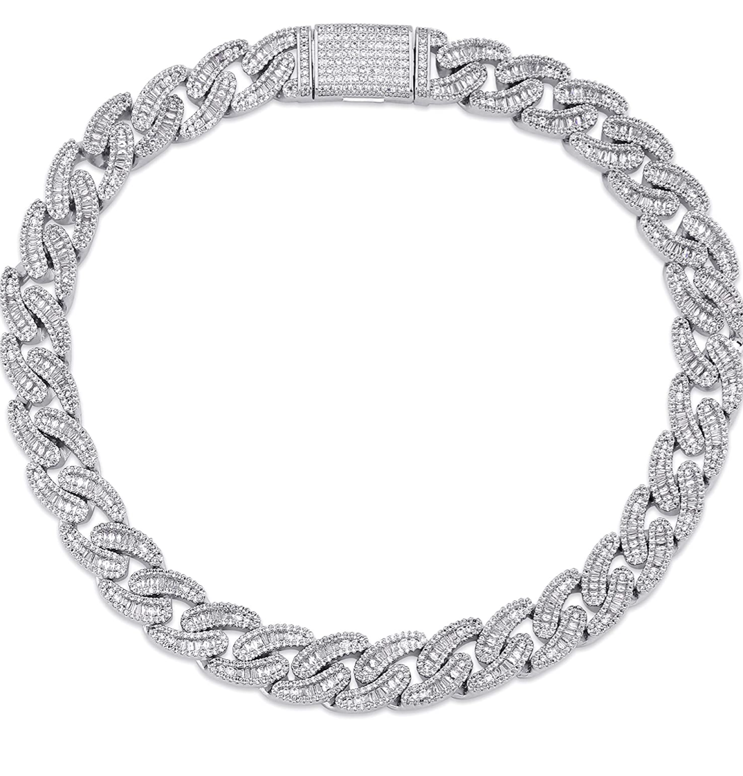 14mm Fully Iced Out Stretch Cuban Chain