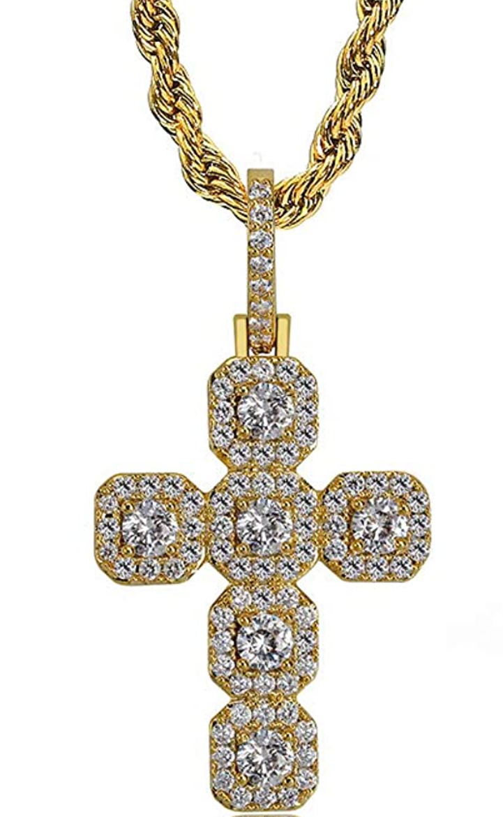 Iced Out Cluster Cross Pendant