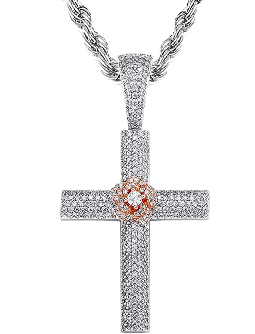 Iced Out Rose Cross