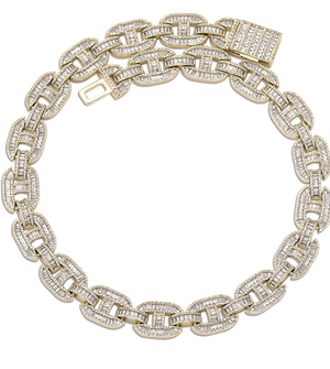 15mm Iced Out Baguette Mariner Cuban Chain