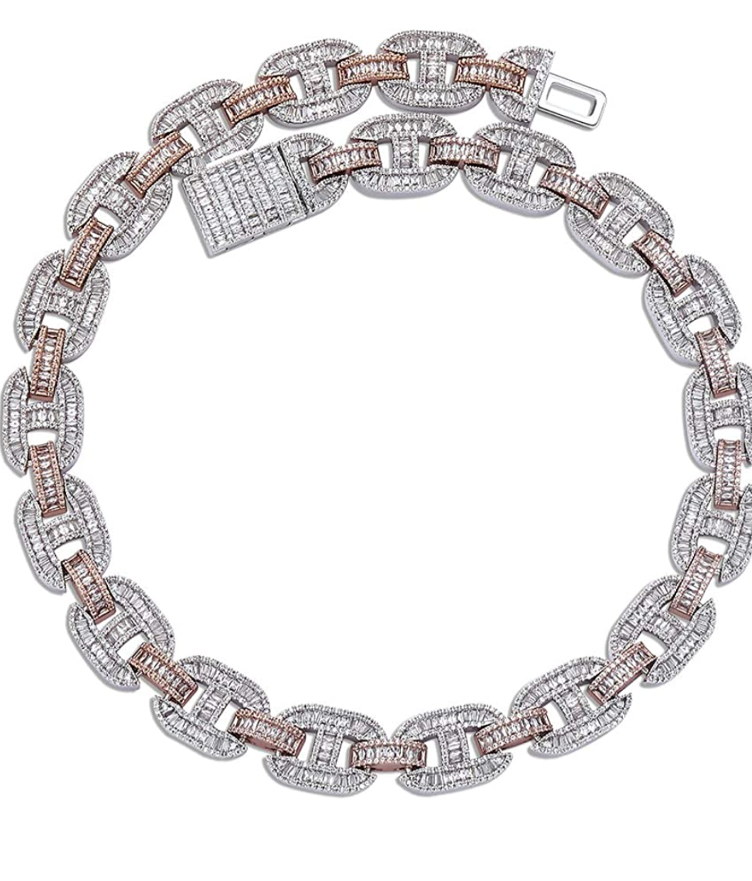 15mm Iced Out Baguette Mariner Cuban Chain