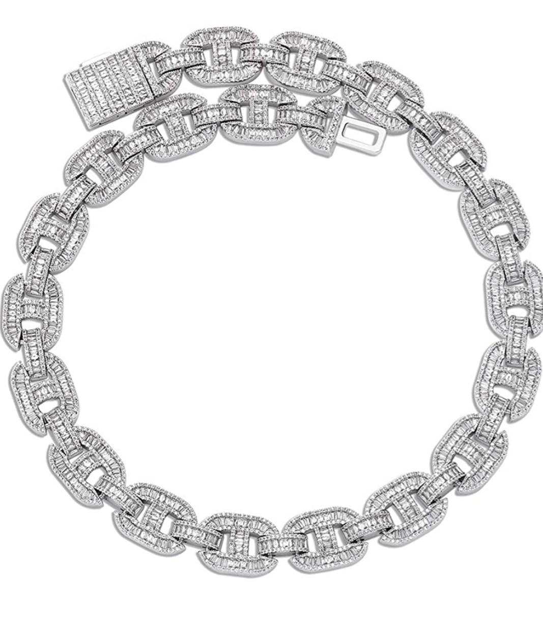15mm Iced Out Baguette Mariner Cuban Chain
