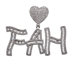 Iced Out Heart Letter Pendant