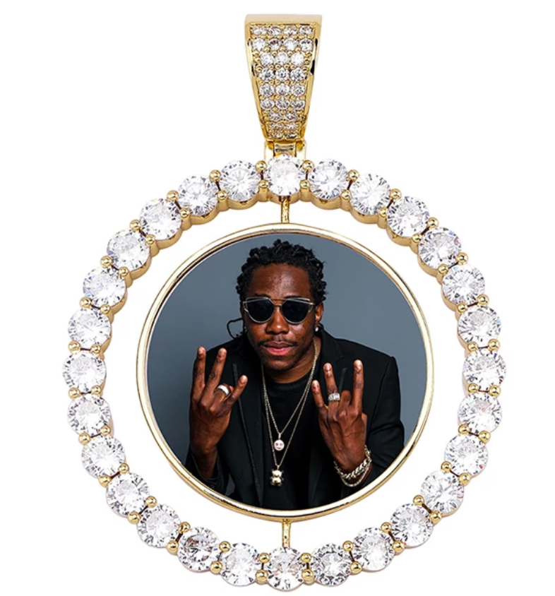 Spinning Iced Out Picture Pendant