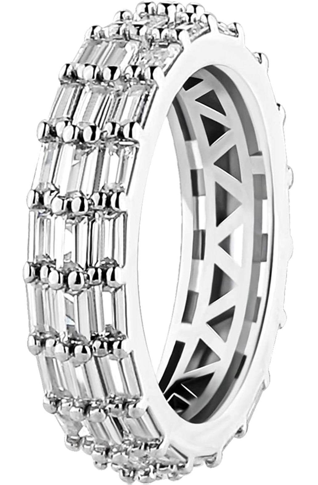 3 Row Iced Out Baguette Ring