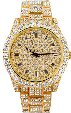 42 Fully Iced Out Baguette Dial Watch
