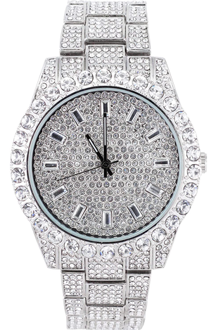 42 Fully Iced Out Baguette Dial Watch
