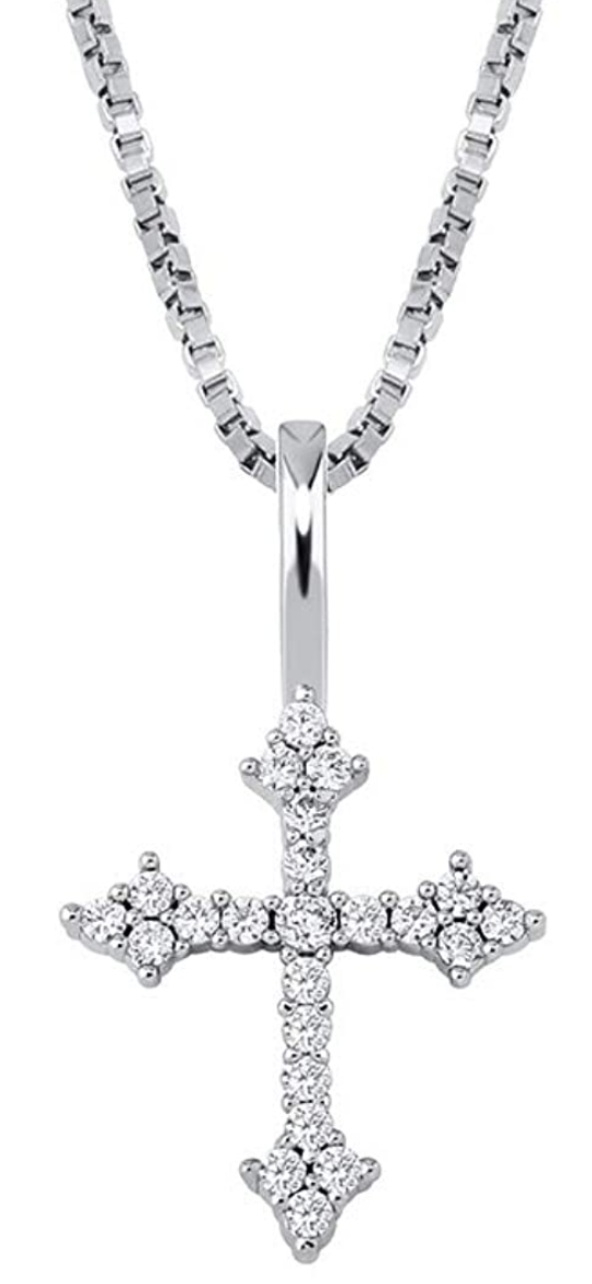 Sterling Silver Diamond Cross
