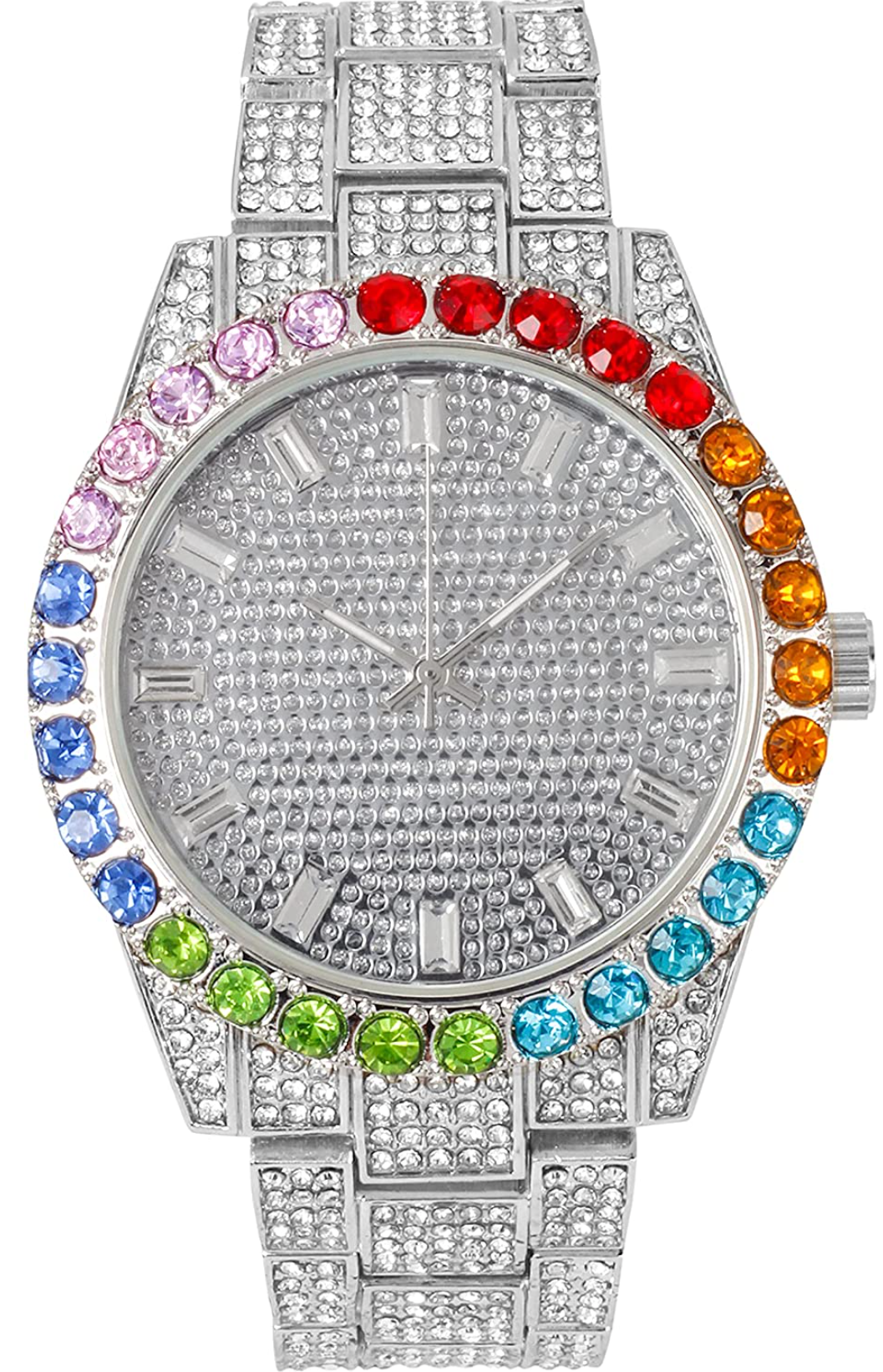 Iced Out Rainbow Bezel