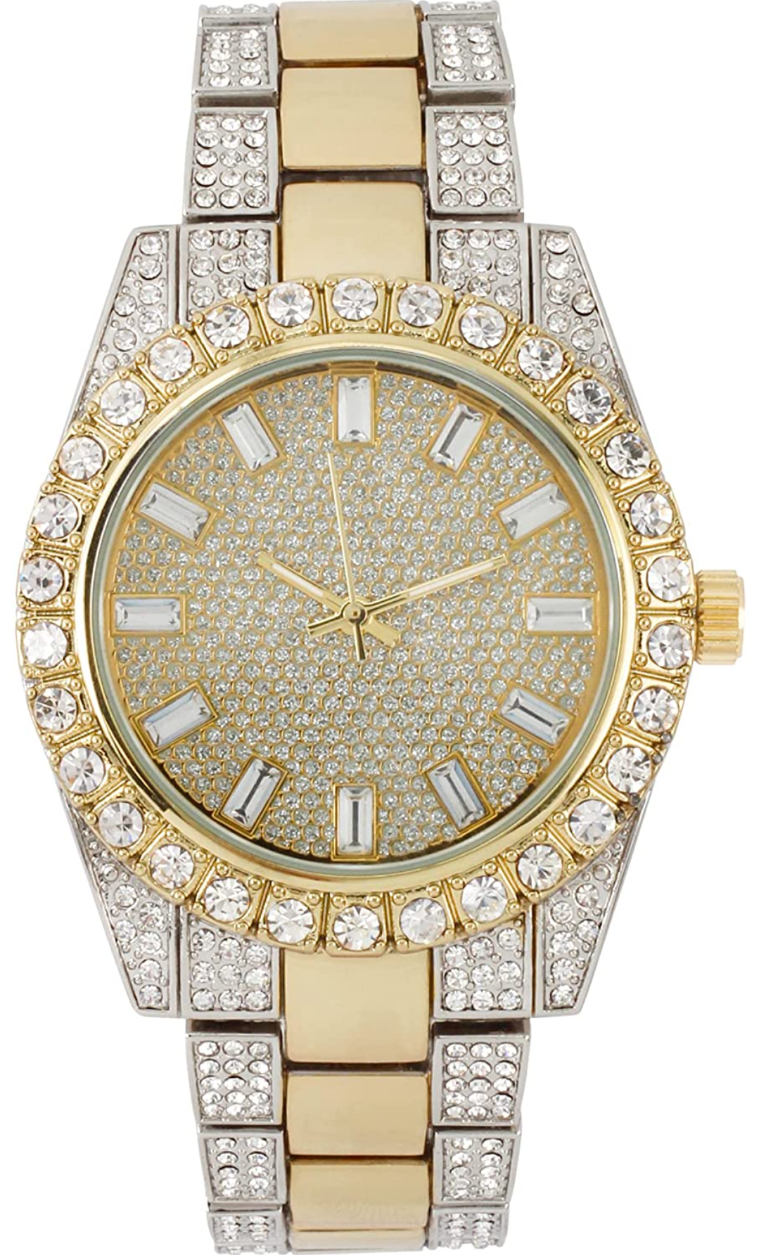 42mm Half Iced Out Baguette Dial Watch