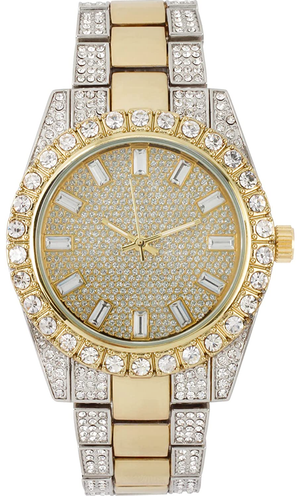 42mm Half Iced Out Baguette Dial Watch