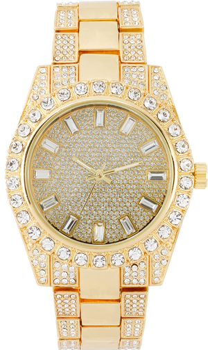 42mm Half Iced Out Baguette Dial Watch