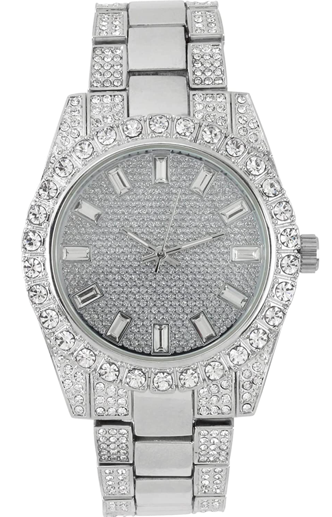42mm Half Iced Out Baguette Dial Watch