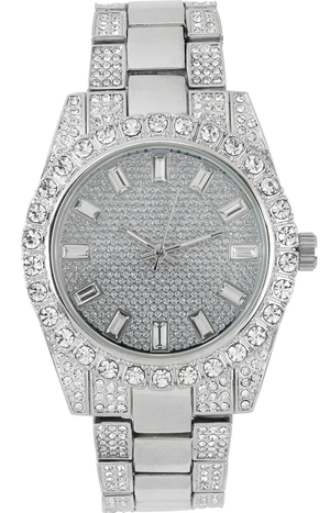 42mm Half Iced Out Baguette Dial Watch