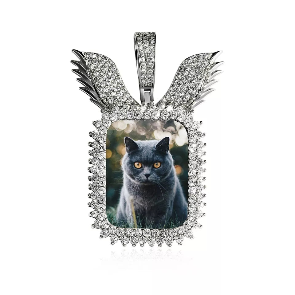 Rectangle Picture Pendant with Wings