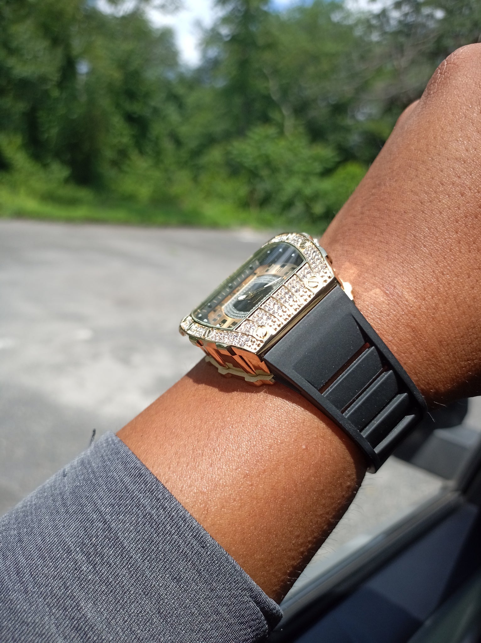 Iced Out Face Big Man Watch with Rubber Strap